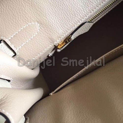 Hermes Grey Clemence Birkin 30cm Handmade Bag