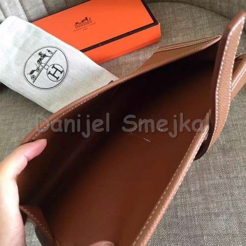 Hermes Jige Elan 29 Clutch Bag In Brown Epsom Leather