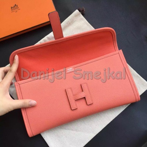 Hermes Jige Elan 29 Clutch Bag In Crevette Epsom Leather