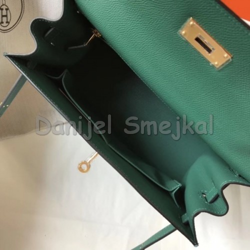 Hermes Kelly 32cm Sellier Bag In Malachite Epsom Leather