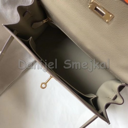 Hermes Kelly 32cm Sellier Bag In Tourterelle Epsom Leather 