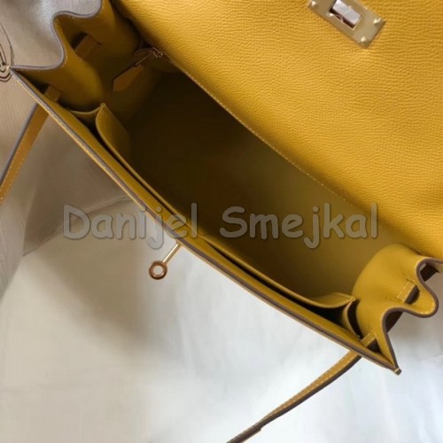 Hermes Kelly 32cm Sellier Bag In Yellow Epsom Leather