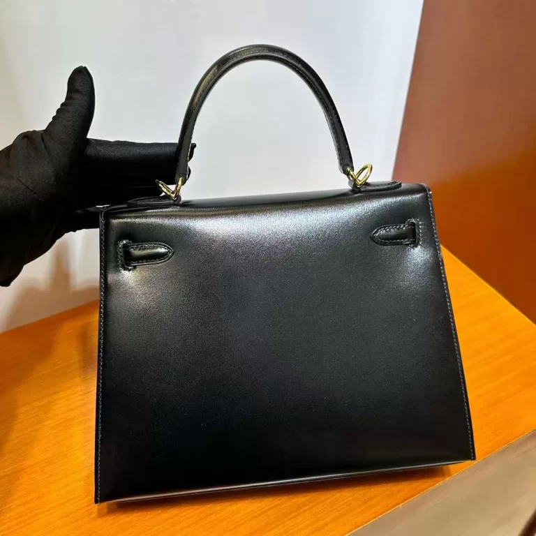 Hermes Kelly Box Ck89 Black Gold Hardware 25cm