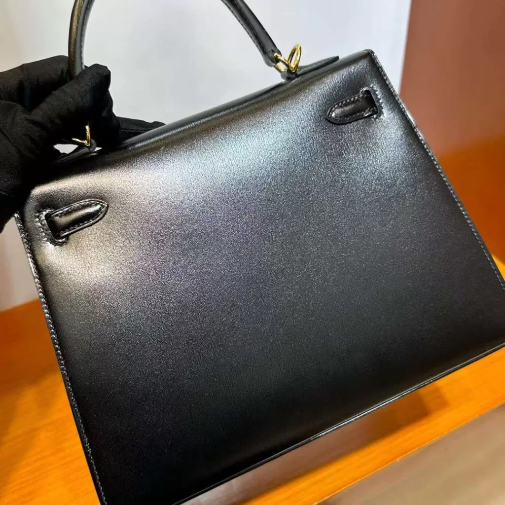 Hermes Kelly Box Ck89 Black Gold Hardware 25cm