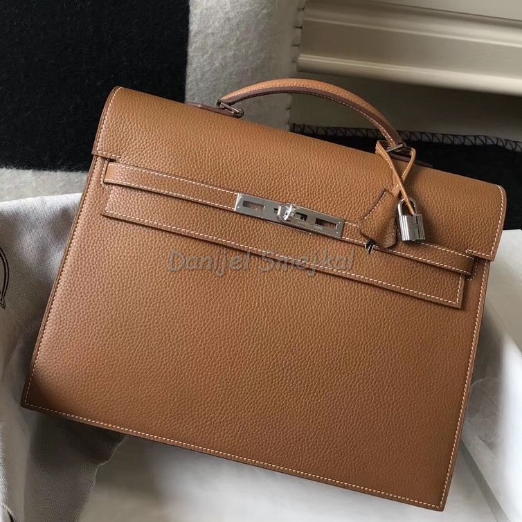 Hermes Kelly Depeche 34 Briefcase In Brown Calfskin 34cm