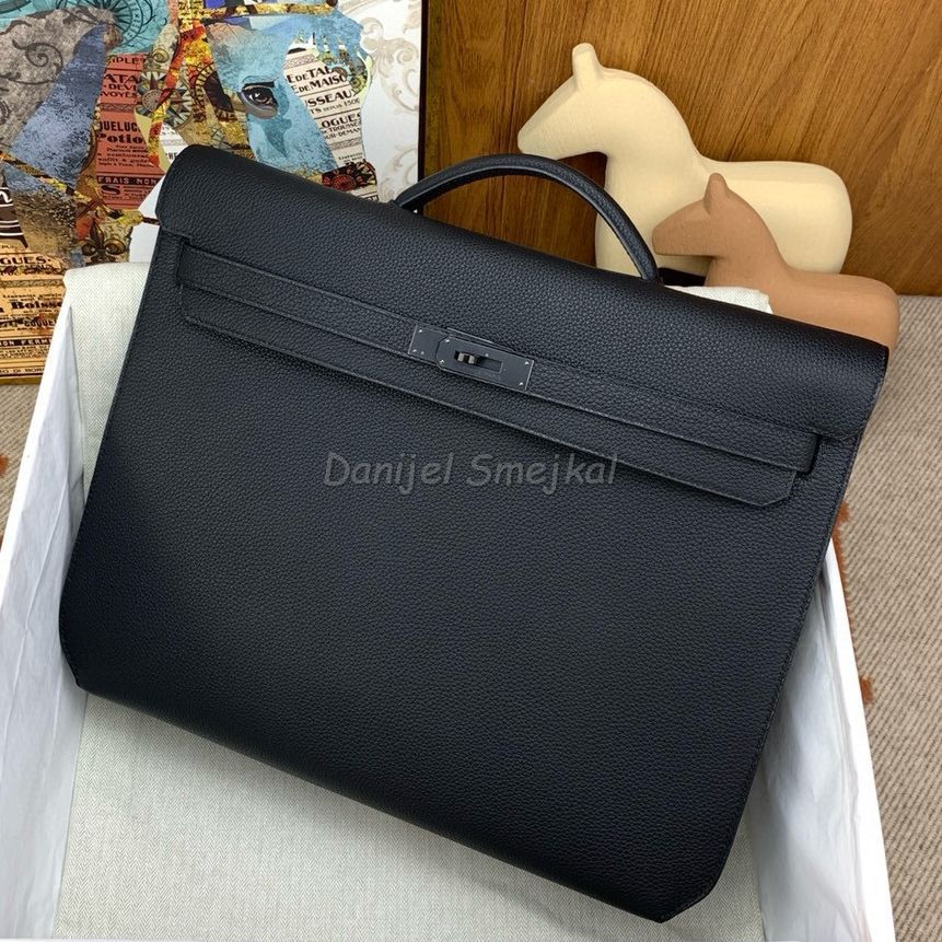 Hermes Kelly Depeches 36 Monochrome Briefcase in Clemence Leather 36cm