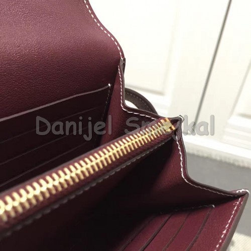 Hermes Kelly Ghillies Wallet In Bordeaux Swift Leather