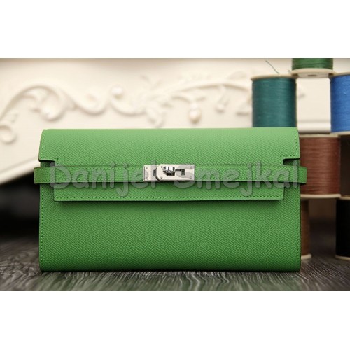 Hermes Kelly Longue Wallet In Bamboo Epsom Leather 