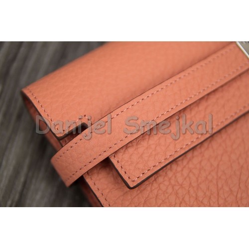 Hermes Kelly Longue Wallet In Crevette Clemence Leather 