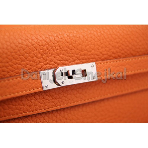 Hermes Kelly Longue Wallet In Orange Clemence Leather 