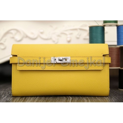 Hermes Kelly Longue Wallet In Yellow Epsom Leather