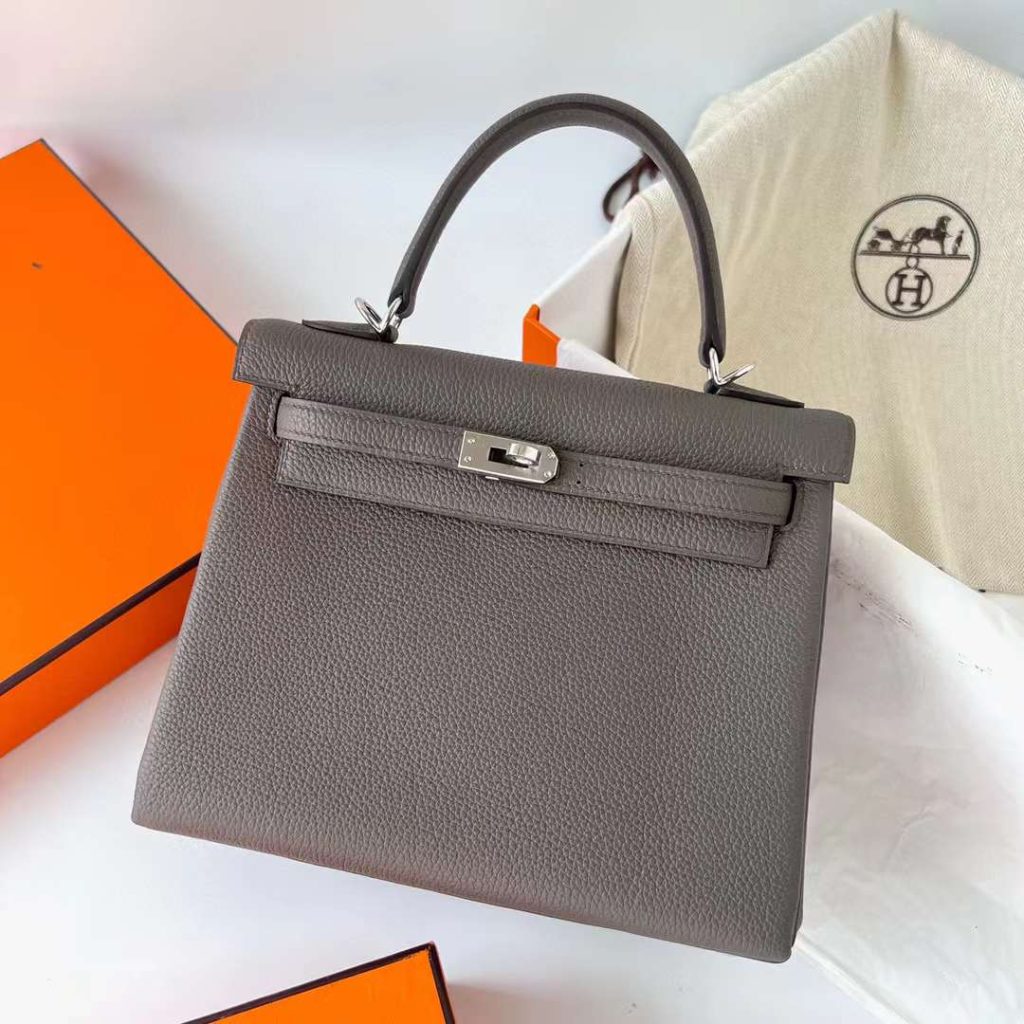 Hermes Kelly Togo Grey Silver Hardware Phw 25cm