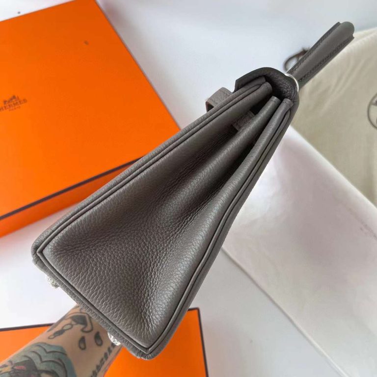 Hermes Kelly Togo Grey Silver Hardware Phw 25cm