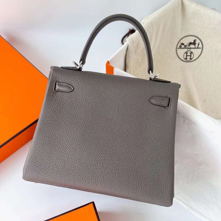 Hermes Kelly Togo Grey Silver Hardware Phw 25cm