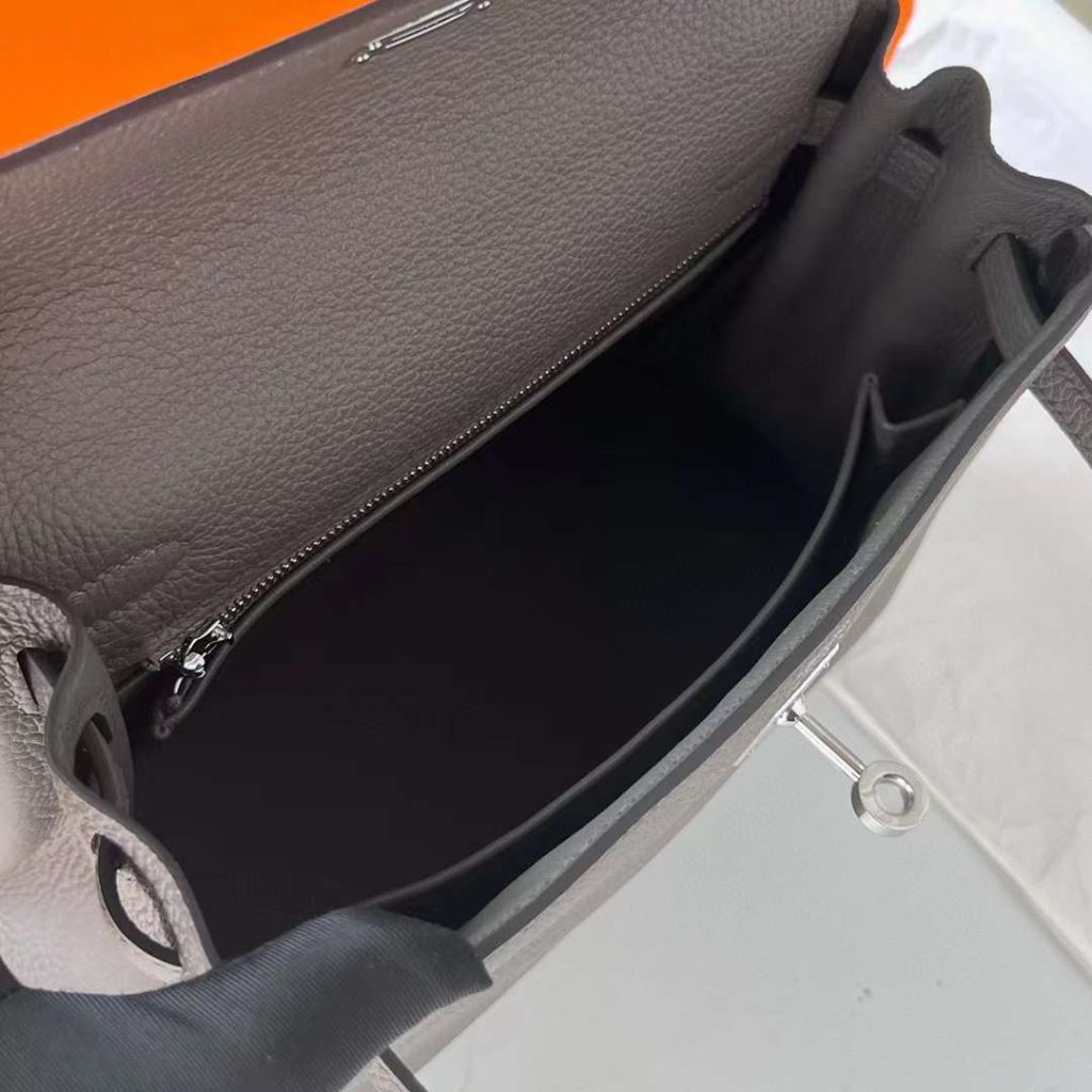 Hermes Kelly Togo Grey Silver Hardware Phw 25cm