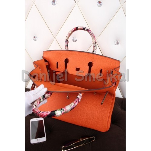 Hermes Orange Clemence Birkin 40cm Handmade Bag 