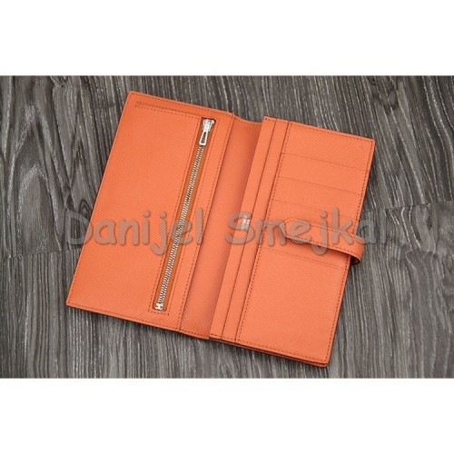 Hermes Orange Epsom Bearn Gusset Wallet 