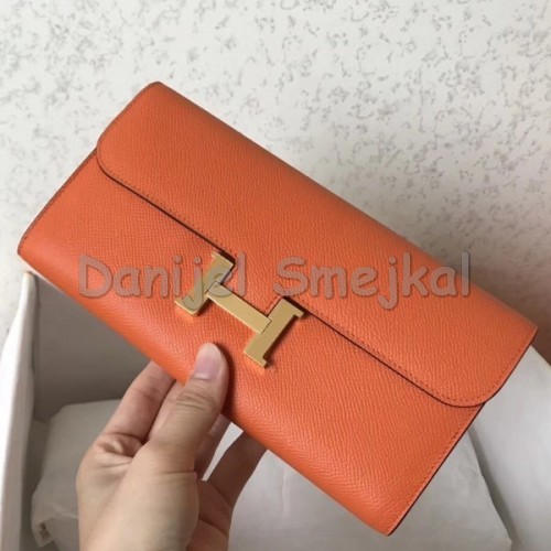 Hermes Orange Epsom Constance Long Wallet