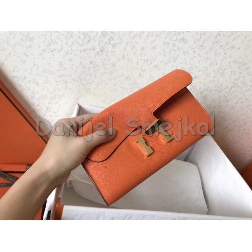 Hermes Orange Epsom Constance Long Wallet