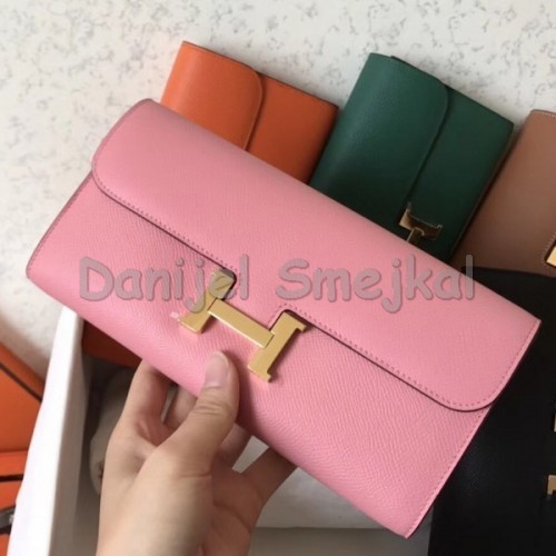 Hermes Pink Epsom Constance Long Wallet