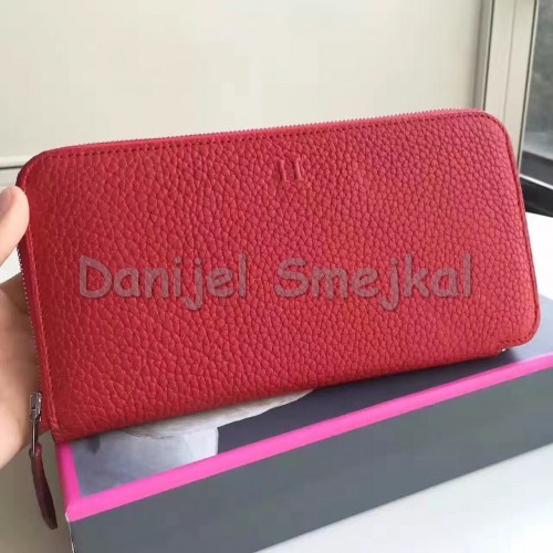 Hermes Red Clemence Azap Zipped Wallet 