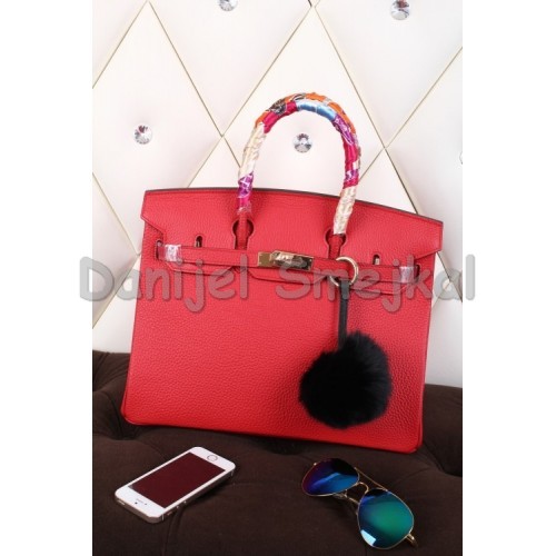 Hermes Red Clemence Birkin 40cm Handmade Bag