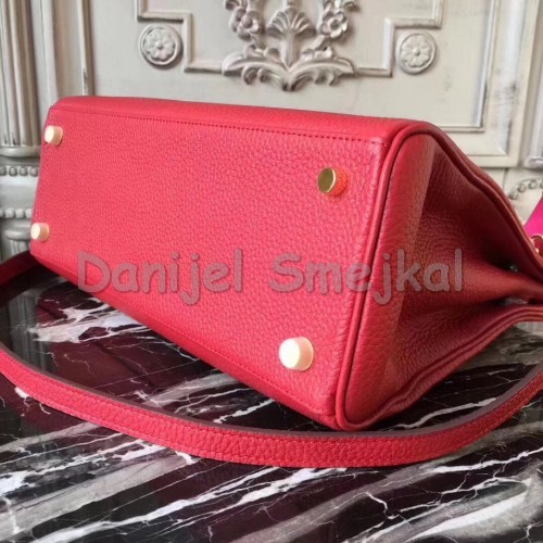 Hermes Red Clemence Kelly 32cm