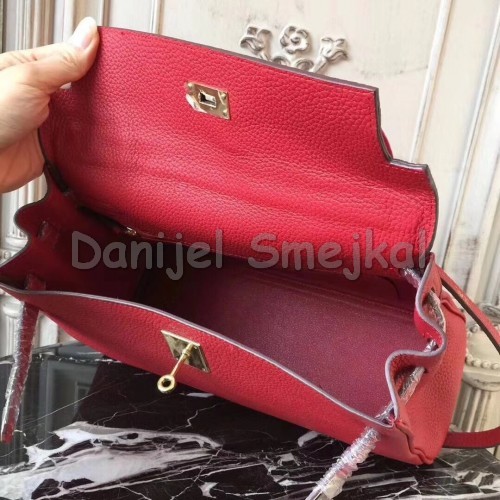 Hermes Red Clemence Kelly 32cm