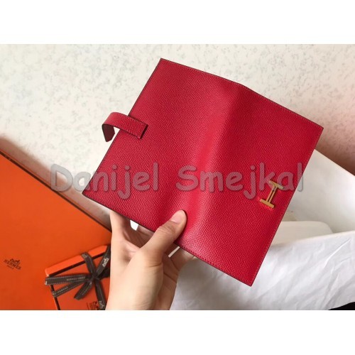 Hermes Red Epsom Bearn Gusset Wallet