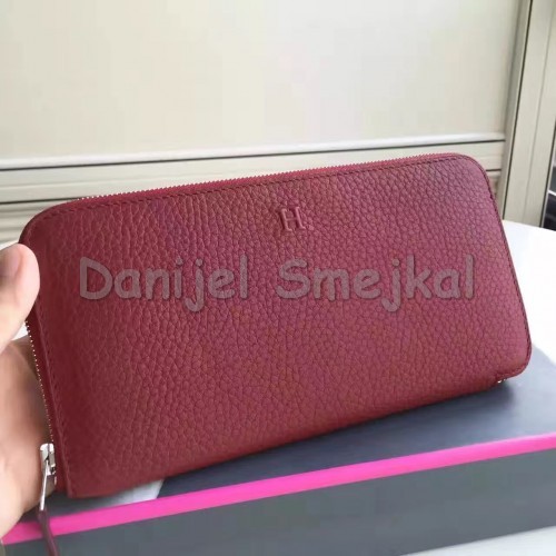 Hermes Ruby Clemence Azap Zipped Wallet 