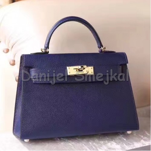 Hermes Sapphire Epsom Kelly Mini II 20cm