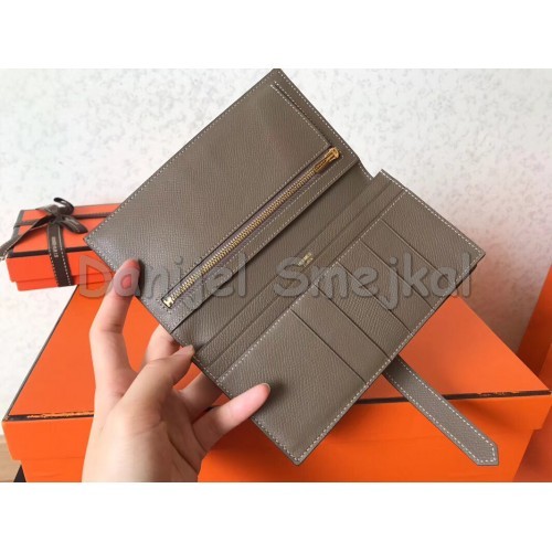 Hermes Taupe Epsom Bearn Gusset Wallet 