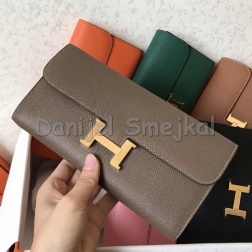 Hermes Taupe Epsom Constance Long Wallet