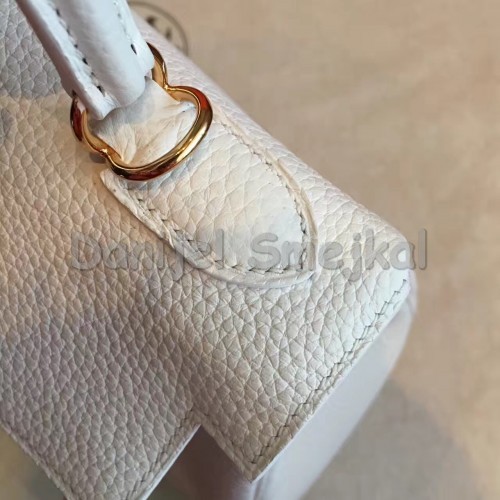 Hermes White Clemence Kelly Retourne 28cm