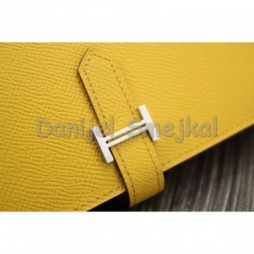 Hermes Yellow Epsom Bearn Gusset Wallet