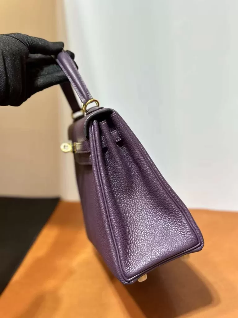 Hermess Kelly Togo Grape Purple Gold Hardware 25cm