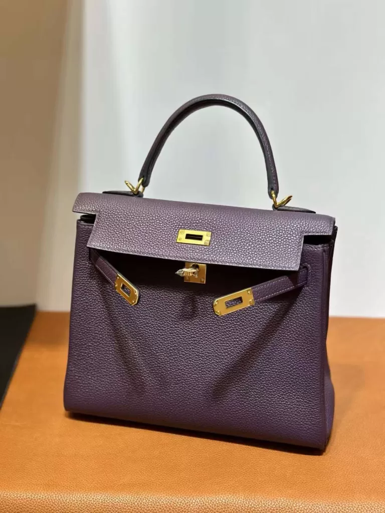 Hermess Kelly Togo Grape Purple Gold Hardware 25cm