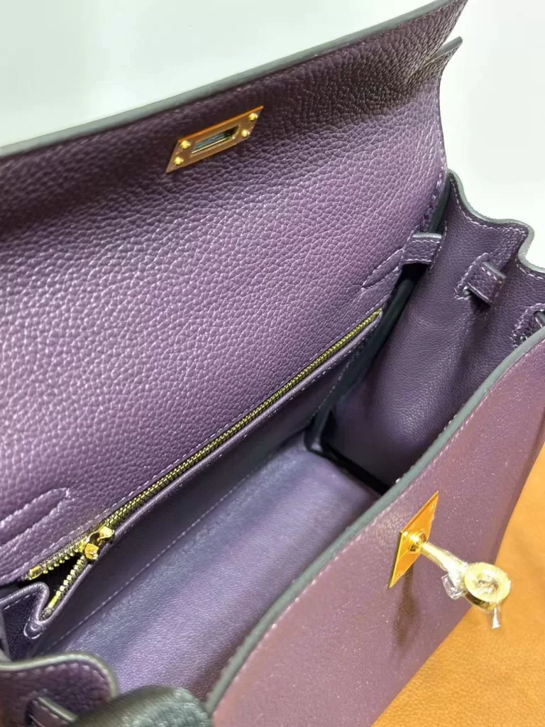 Hermess Kelly Togo Grape Purple Gold Hardware 25cm