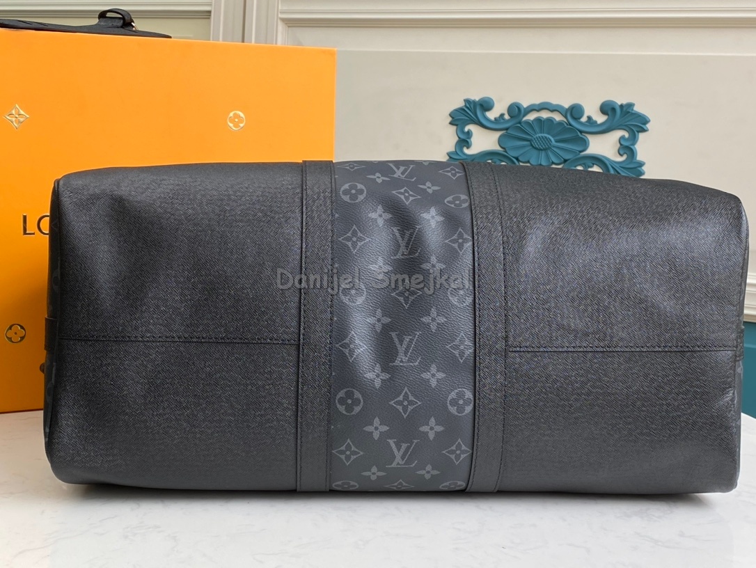 Louis Vuitton M30235 Keepall Bandouliere 45 Black Taiga Monogram Eclipse 45cm