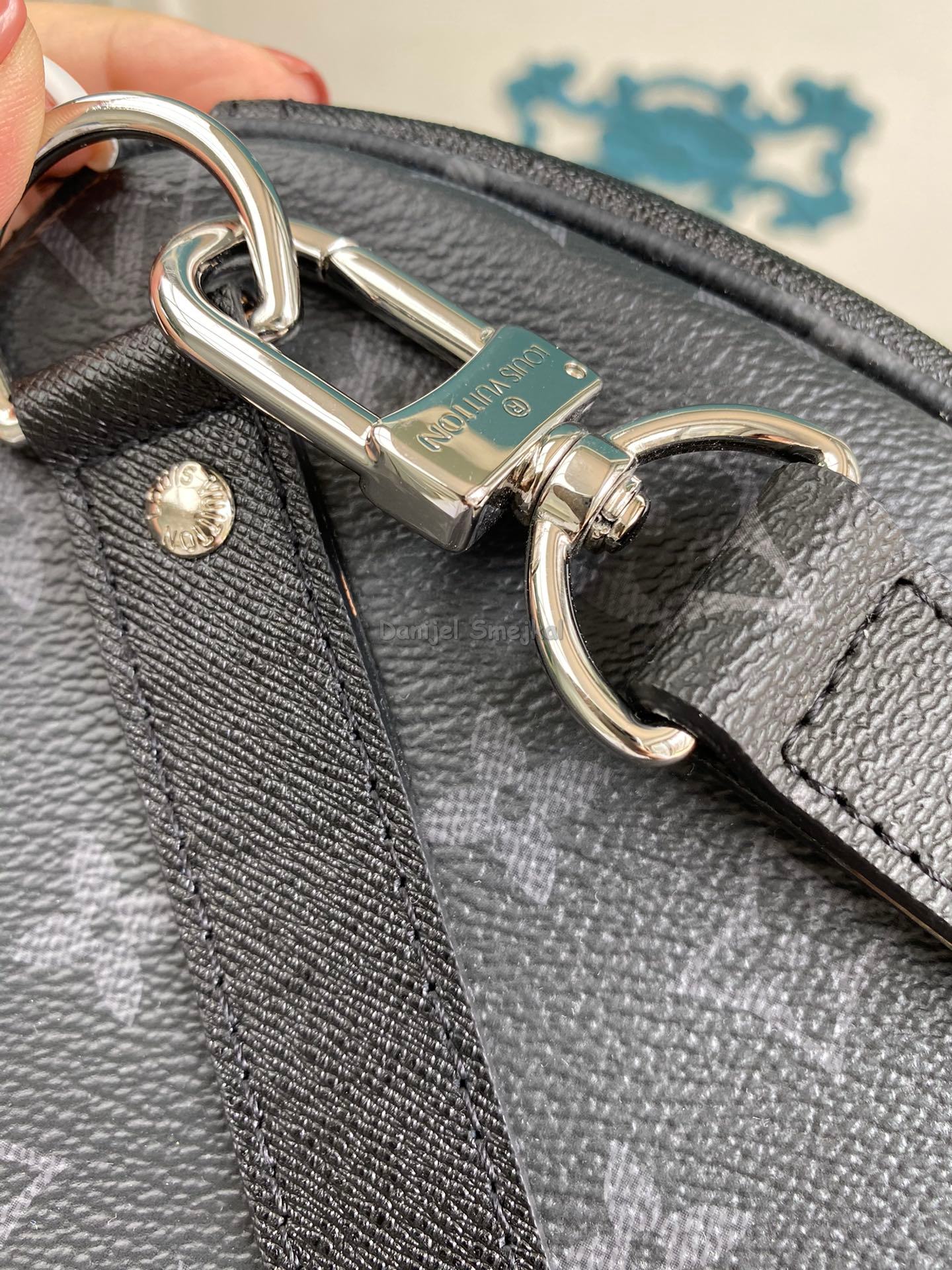 Louis Vuitton M30235 Keepall Bandouliere 45 Black Taiga Monogram Eclipse 45cm