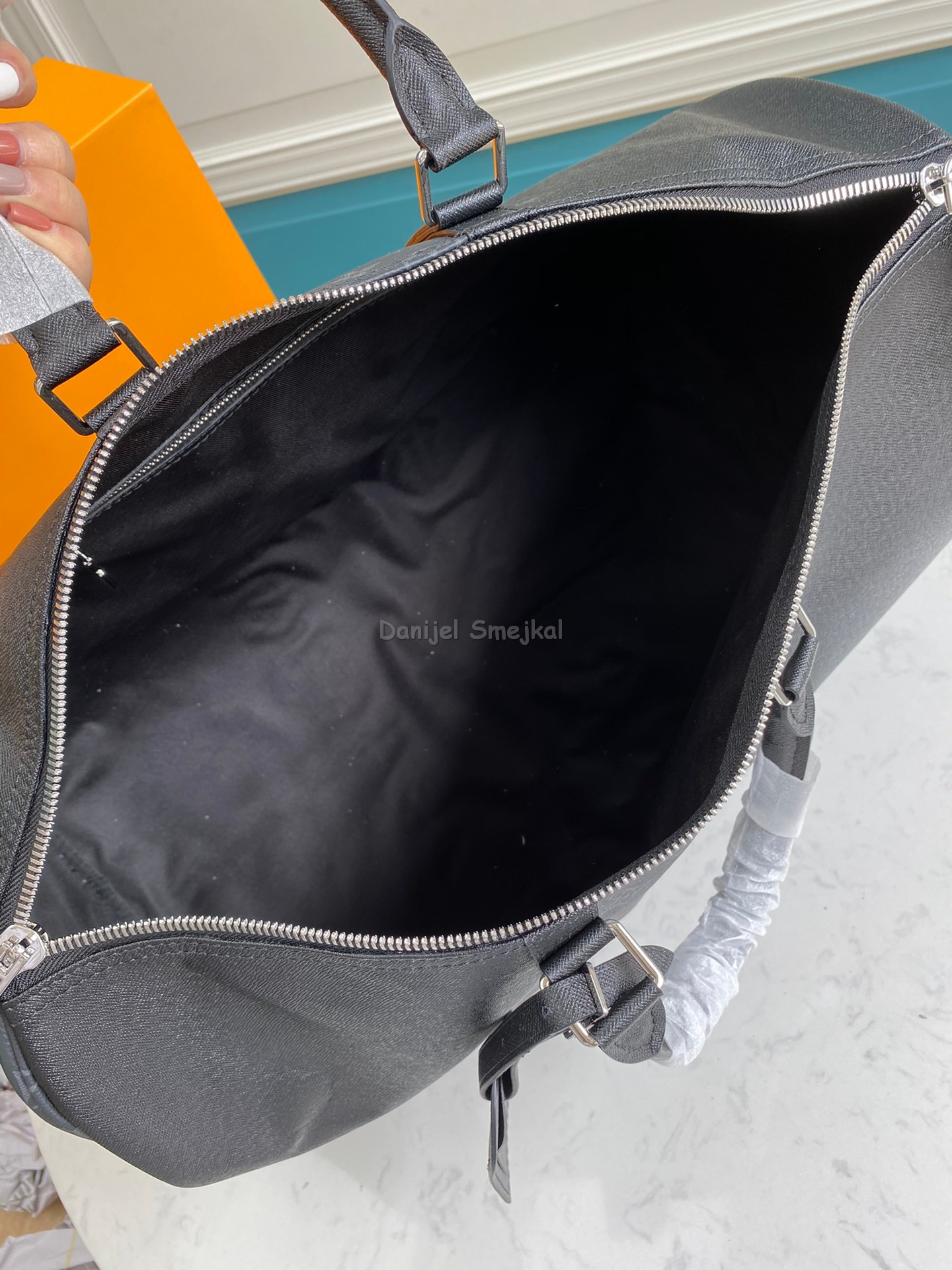 Louis Vuitton M30235 Keepall Bandouliere 45 Black Taiga Monogram Eclipse 45cm