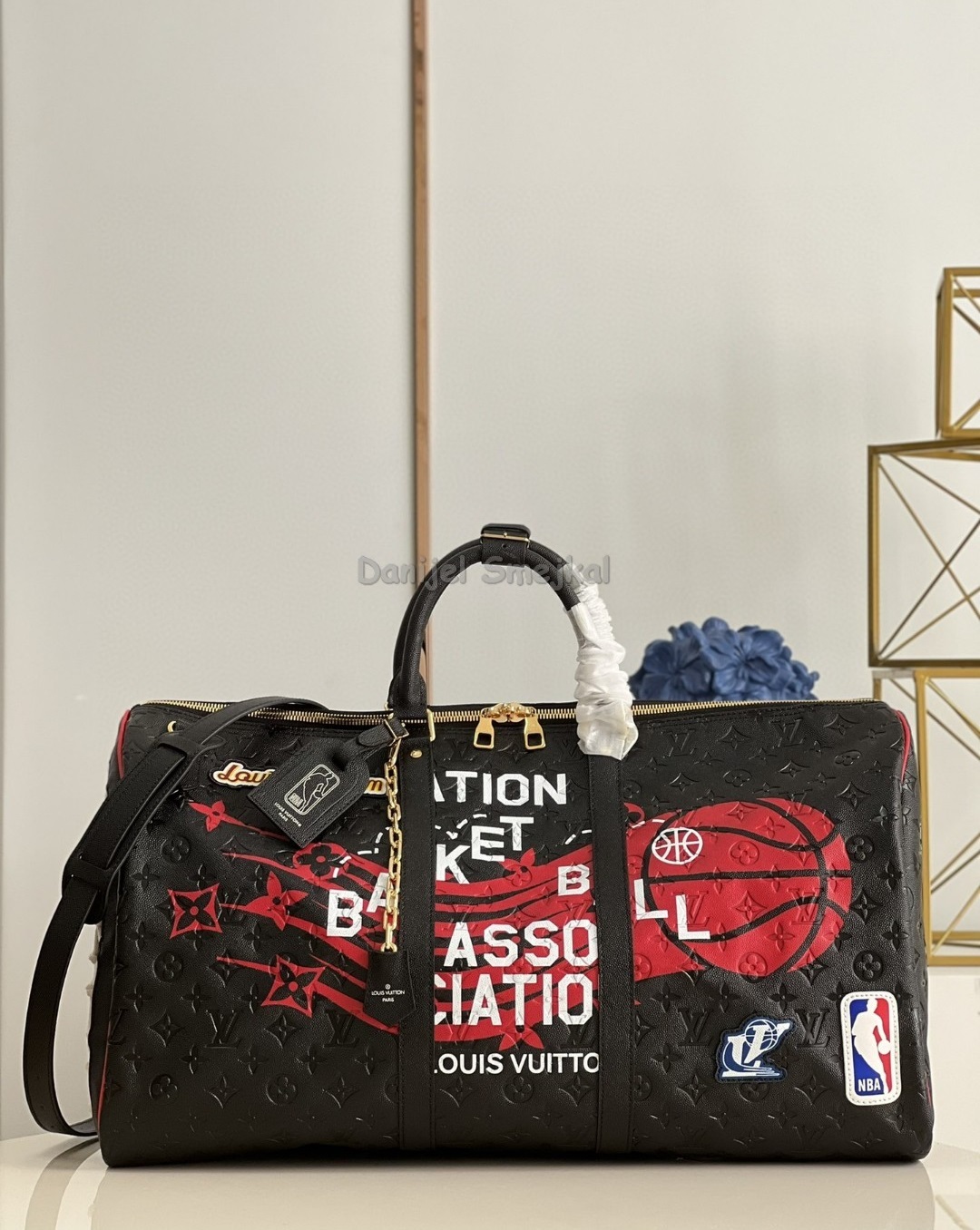 Louis Vuitton M58516 Monogram NBA Keepall Bandouliere Black Leather 55cm