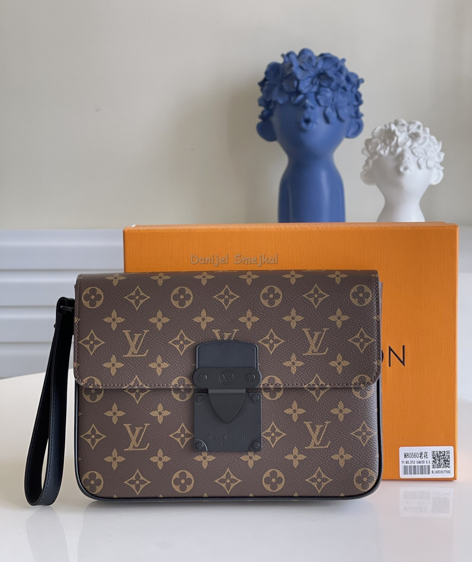 Louis Vuitton M80560 S Lock A4 Pouch Monogram Macassar Canvas 27cm